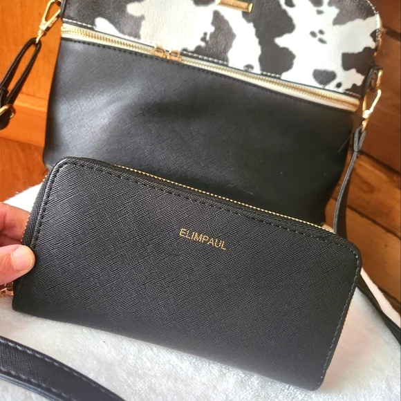 Elim & Paul Purse With Wallet- Cute Cow Print